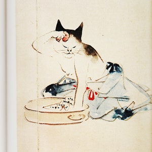 Vintage Cat Picture Cat Lover Gift Nursery Print "Japanese Cat" Geisha Smile by Hiroshige Asian Oriental Cat Art (36)