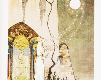 Kay Nielsen Art Nouveau Print Childrens Wall Art "Girl in Moonlight" East of Sun Norwegian Fairy Tale Illustration (7)