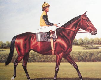 Vintage Horse Art Race Horse Print for Girls Room Decor "Forego" by Richard Stone Reeves Horse and Jockey Art (18)