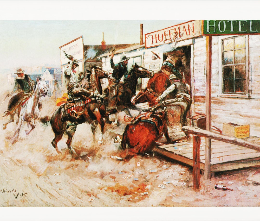 Western Frontier Charles Russell Art of Wild West Landscape Etsy