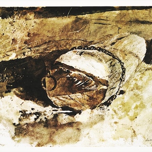 Wyeth Landscape Art Andrew Wyeth Artwork Rural Scene &quot;Log Chain&quot; (12.5&quot; x 16.5&quot;) Country Home Wall Art (60)
