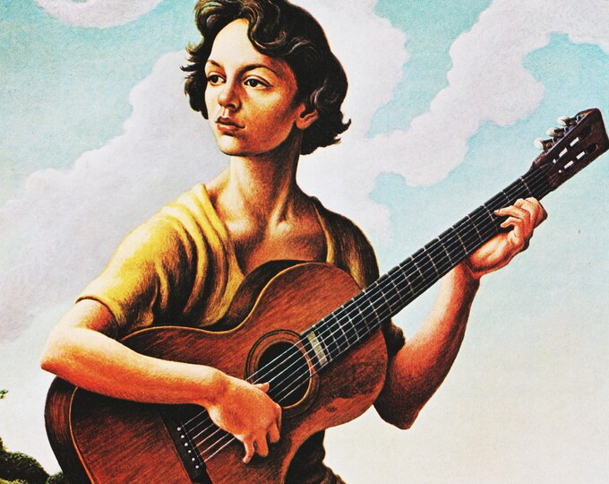 Thomas Hart Benton Vintage Artwork Mid West Art jessie Playing Guitar Benton Wall Art Farmhouse