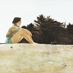 Wyeth Wall Art Vintage Landscape Rural Scene &quot;Sandspit&quot; (12.5&quot; x 16.5&quot;) Andrew Wyeth Illustration for Country Home Decor (93)