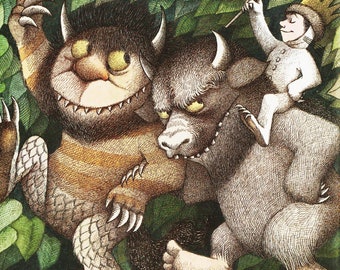 Nursery Print Maurice Sendak Art for Fantasy Illustration "Max Riding Wild Thing" Sendak Wall Art