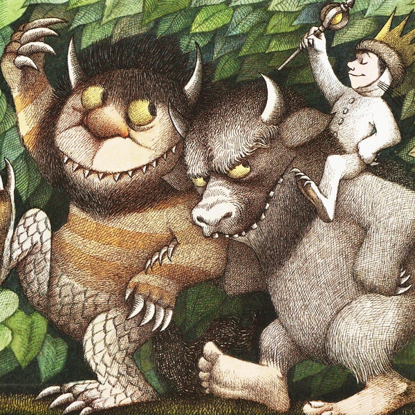 Nursery Print Maurice Sendak Art for Fantasy Illustration "Max Riding Wild Thing" Sendak Wall Art