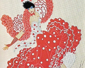 Classic Erte Print Art Deco Wall Art Vintage Fashion Print "Can-Can Dancer" French Artist Erte, Bal Tabarin (30)