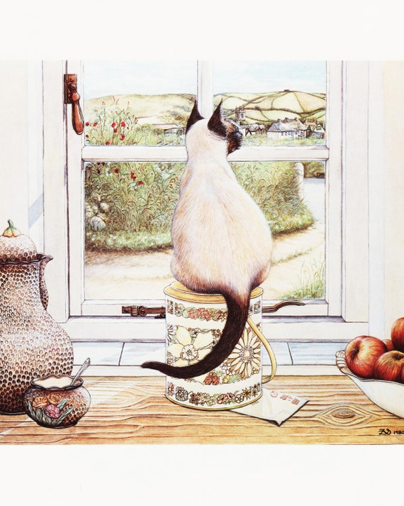 Louis Wain Cat Print - Amusing Edwardian Cat Art Greeting Card