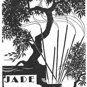 1937 Art Deco Hawaiian Print: Don Blanding &quot;Jade and Joss&quot; Lithograph