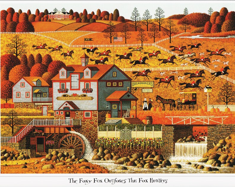 American Folk Art Naive Wall Art for Country Home Decor Etsy