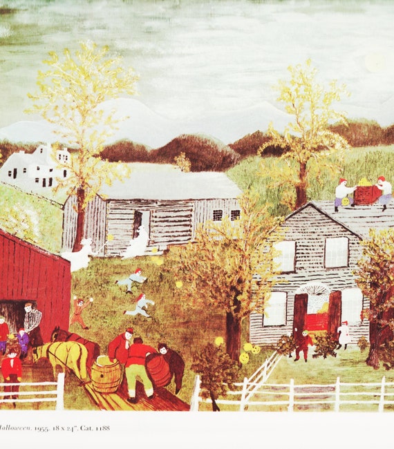 American Folk Art Primitive Landscape for Country Home Decor