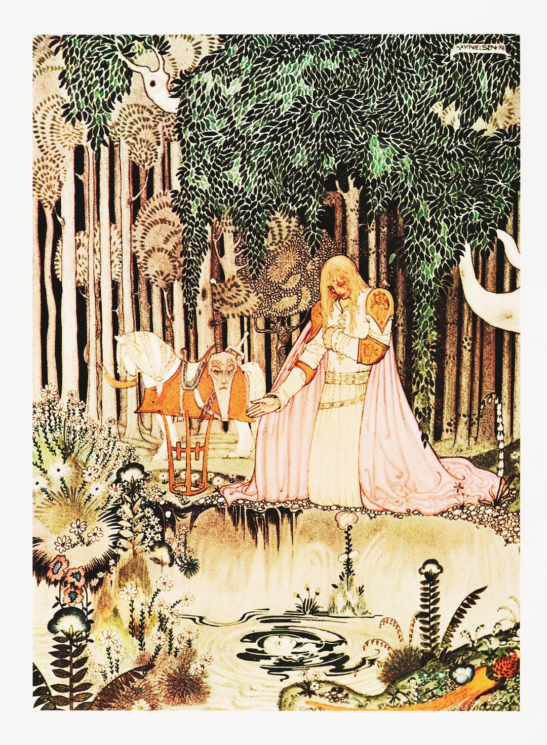 Kay Nielsen Art Nouveau Print Childrens Wall Art &quot;Image In Water&quot; Norse Fairy Tale Nursery Print (10)