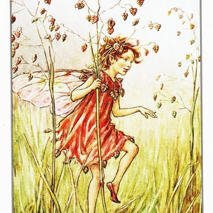 Cicely Mary Barker Flower Fairies Vintage Fairy Print “Totter Grass Fairy” Nursery Print (67)