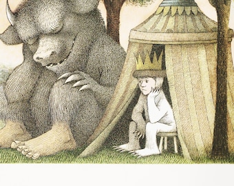 Nursery Print Maurice Sendak Art Fantasy Illustration "Max Misses Home" Sendak Wall Art of Vintage Childrens Artwork