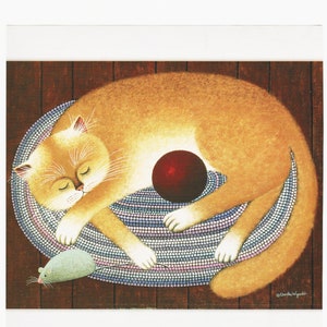 Primitive Cat Print Vintage Folk Art Cat Picture "Cat on Rug" Charles Wysocki Print Kids Room Decor