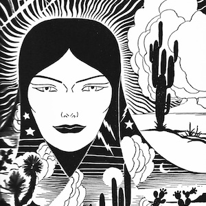1939 Don Blanding Art Deco Print Vintage Desert Art &quot;Face of the Desert&quot; Black and White Illustration