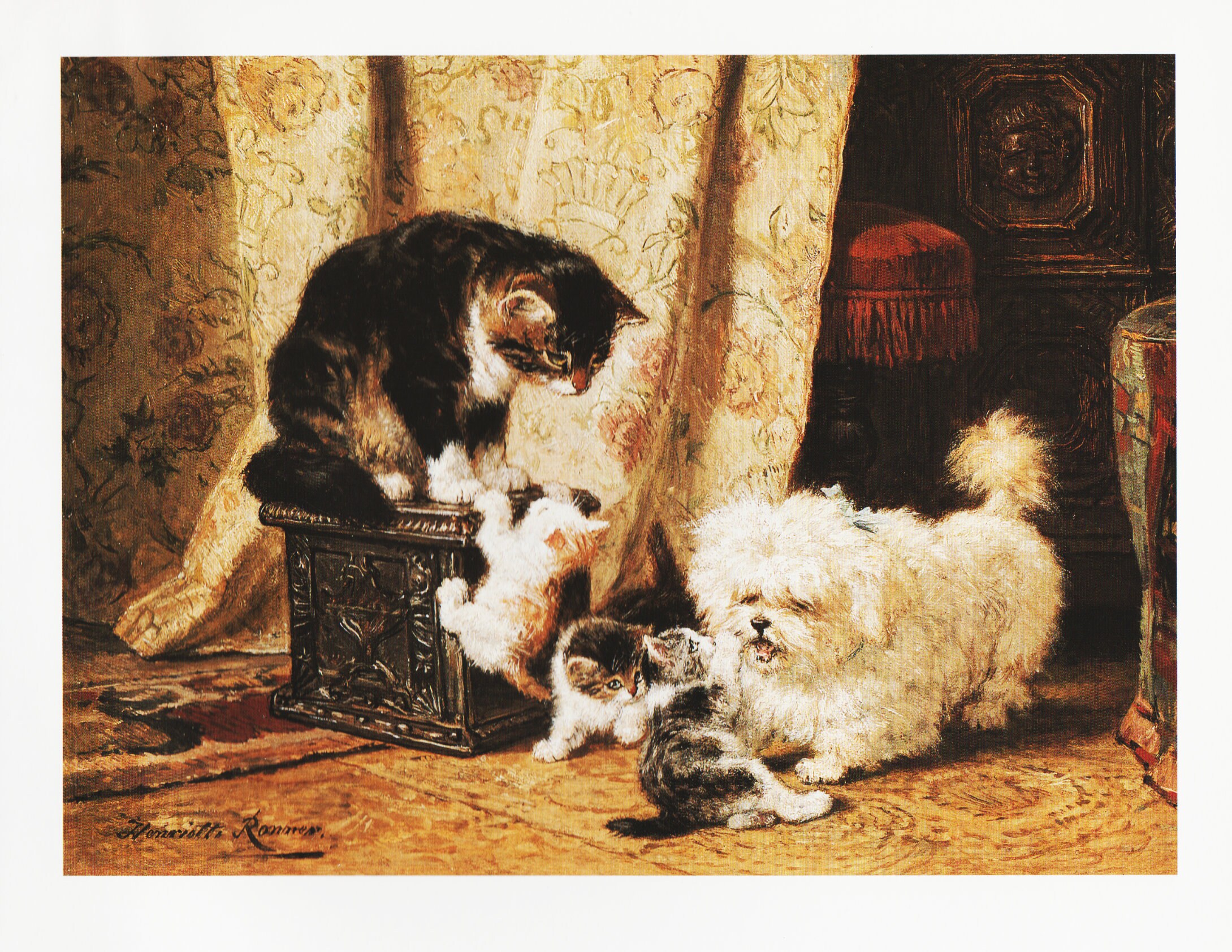 Vintage Cat Print: Cats With Dog, Henriette Ronner Knip Art - Etsy