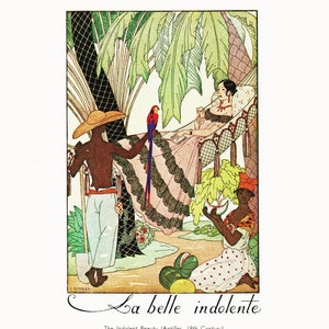 George Barbier Vintage Art Fashion Illustration of Art Deco Image,&quot;Indolent Beauty&quot; Tropical Scene (29)