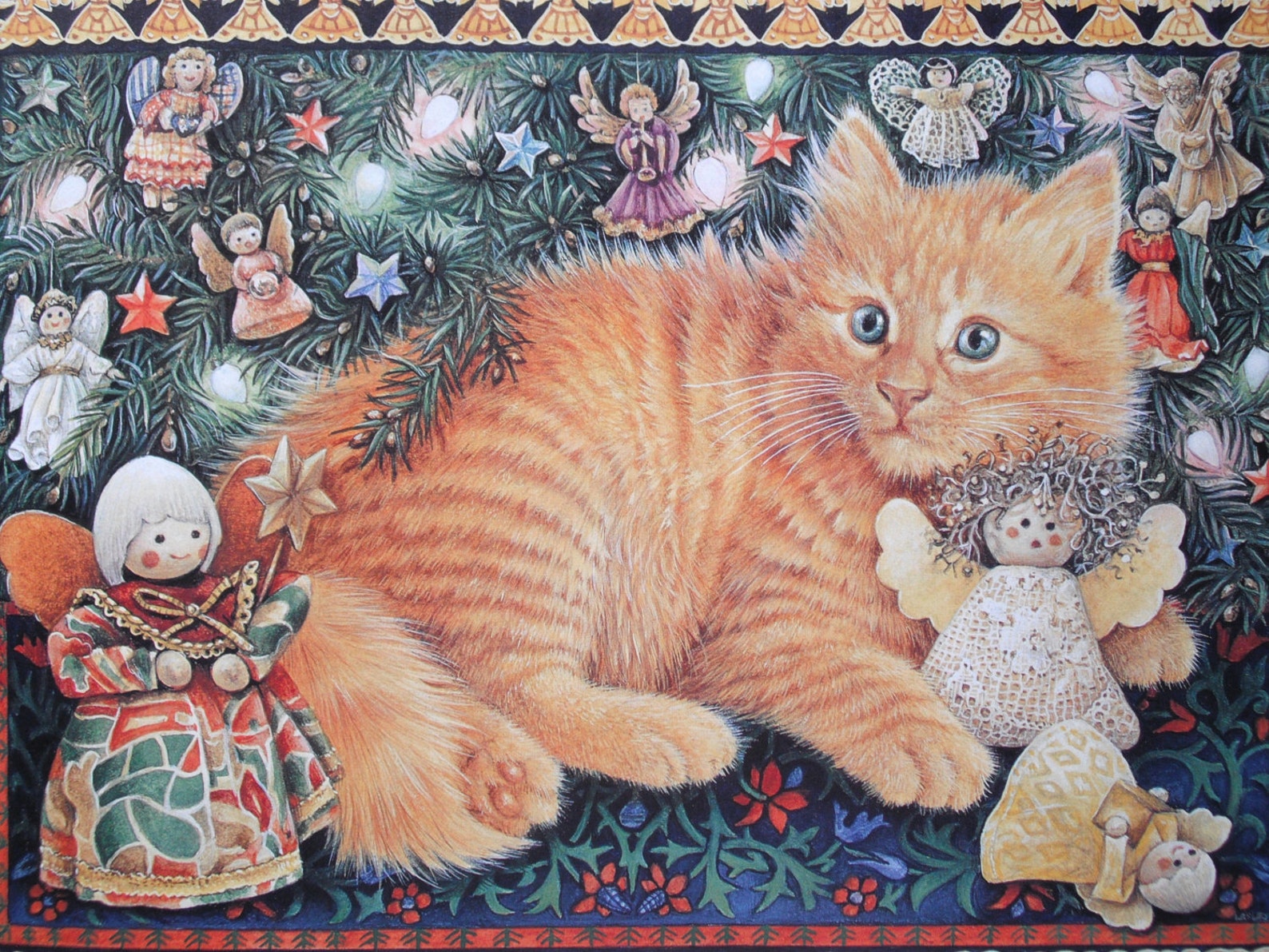 Cat Portrait Vintage Cat Wall Art Gift for Cat Lover Etsy