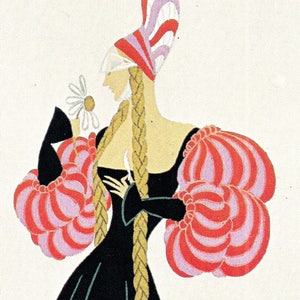 Art Deco Print Vintage Erte Art Fashion Design &quot;Marguerite, Heroines Opera&quot; Paris Theatrical Design (40)