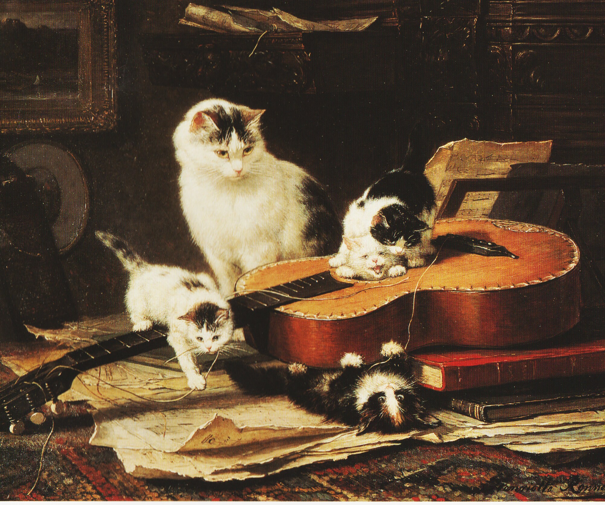 Cat Artwork Vintage Cat Wall Art Nursery Print kittens Etsy