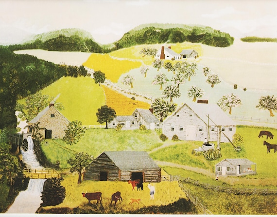 American Folk Art Naive Wall Art for Country Home Decor