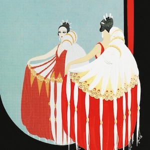 Erte Art Deco Print: &quot;The Mirror&quot; Paris Fashion Illustration