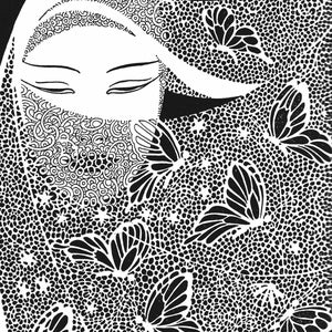 1939 Don Blanding Print Fantasy Illustration Art Deco Wall Decor &quot;Butterfly Veil&quot; Exotic Woman Butterfly Drawing (DG)
