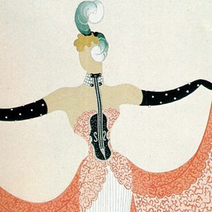 Vintage Erte Print Fashion Design Art Deco Wall Art &quot;Walzertraum 1940&quot; Erte Fashion French Theatrical Design (37)