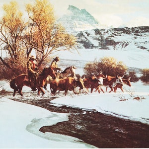 Frank McCarthy Print Western Cowboy Art Old West Artwork "After the Storm" American Frontier Western Landscape Winter Scene (28)