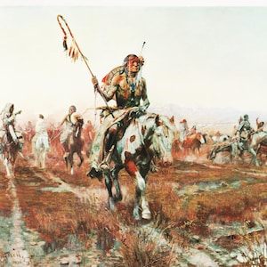 American Indian Art for CM Russell Wall Art of Old West Americana &quot;Medicine Man&quot; Blackfoot Indian Sun Dance (66)