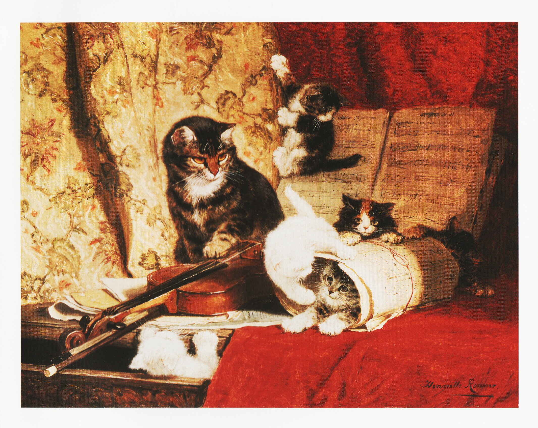 Cat Artwork Vintage Cat Wall Art Nursery Print "cats Playing on Violin ...