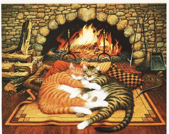 Naive Cat Print Wysocki Wall Art for Farmhouse Decor tabby Cats 
