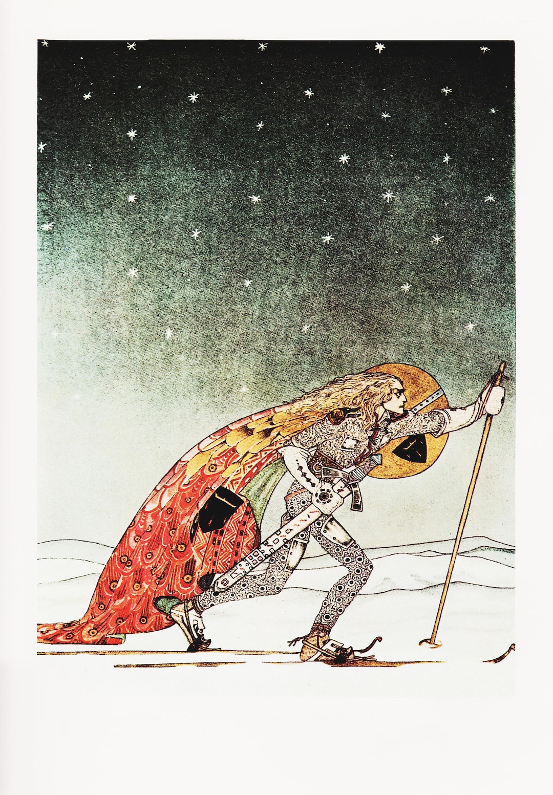 Kay Nielsen Art Nouveau Print Childrens Wall Art &quot;Snow Shoes&quot; Fantasy Nursery Print Norse Fairy Tale (12)