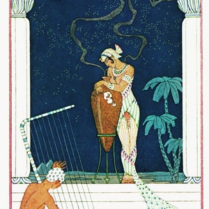 Art Nouveau Print Fashion Illustration Vintage Barbier Art &quot;Perfume in Egypt&quot; Art Deco Image Vintage Wall Art (46)