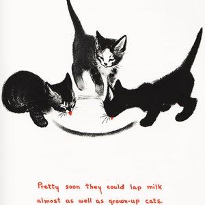 Clare Newberry Art Cat Nursery Print for Cat Wall Art "Kittens Lapping Milk" Cat Mom Gift Cat Artwork