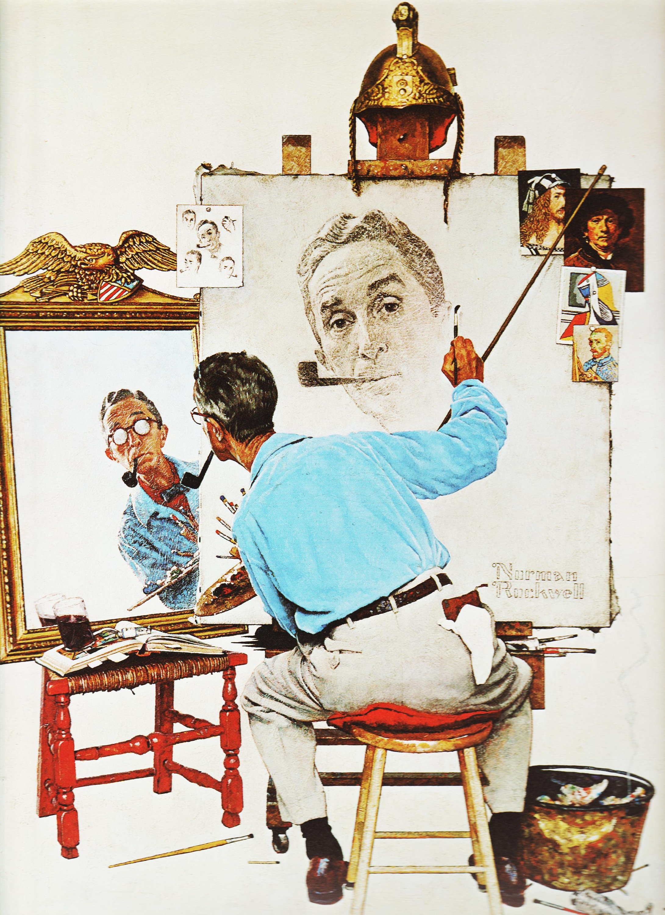Norman rockwell self portrait parody