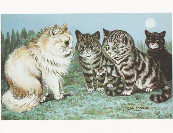 Cat Illustration Cat Art Print Louis Wain Art Vintage Cat Etsy Cat Illustration Cat Art Print Louis Wain Art Vintage Cat Etsy