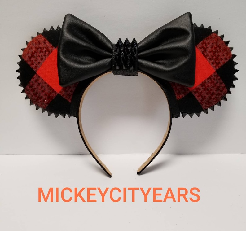 Deep orange and black buffalo check ears. 2 styles bild 1