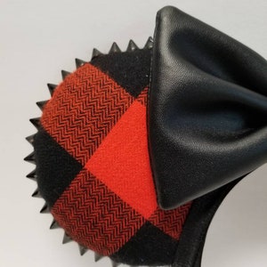 Deep orange and black buffalo check ears. 2 styles bild 2