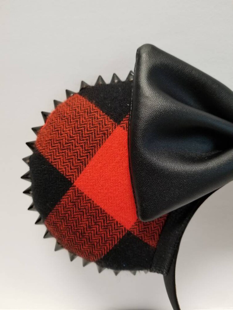 Deep orange and black buffalo check ears. 2 styles bild 2