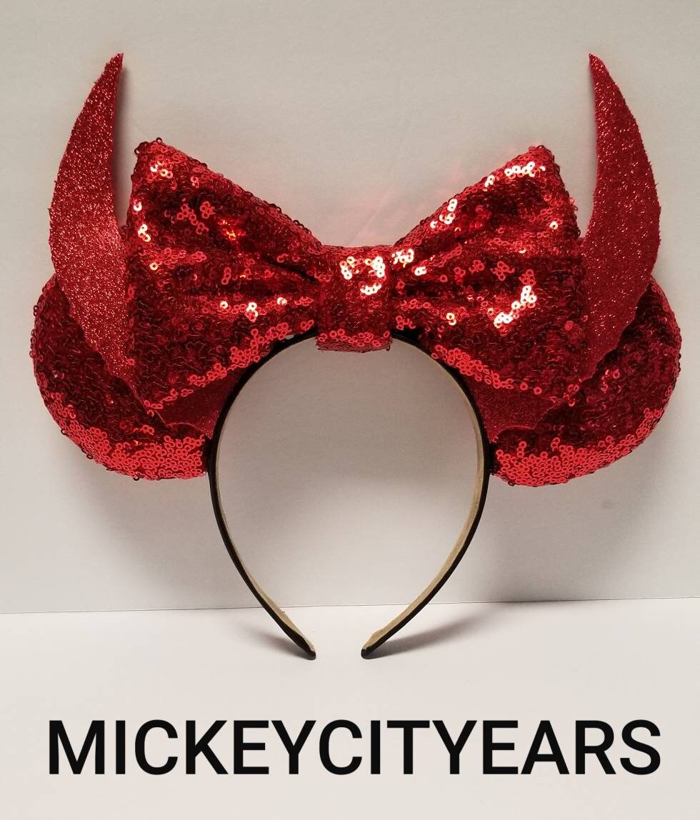 FUNCREDIBLE Red Devil Horns Headband, Glitter Devil Ears Headband, Devil  Costume Accessory