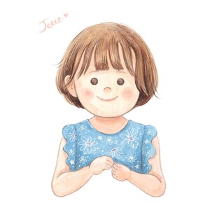 Ritratto di bambino fatto a mano ad acquerello, ritratto personalizzato, illustrazione, acquerello, pittura, bambini, regalo di compleanno