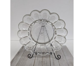 Vintage Indiana Glass Hobnail Deviled Egg Platter 1940s Dew Drop Bubble Glass #1