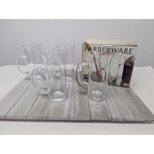 Farberware Set Of 4 Irish Coffee Hot Cold Clear Footed Mugs 5 1/4&quot;