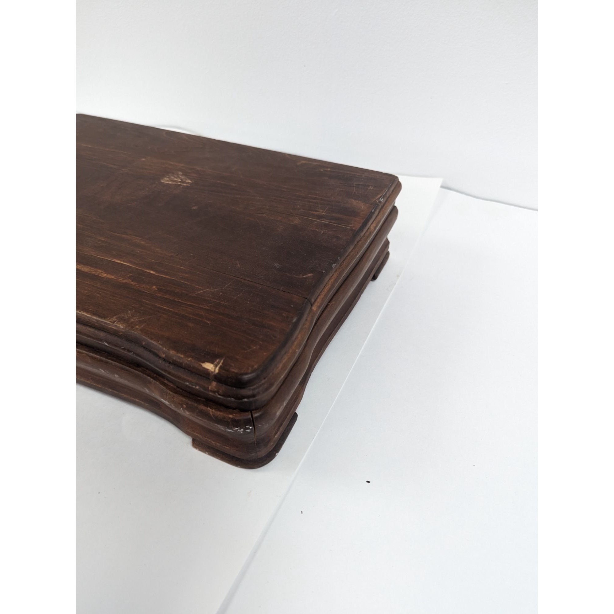 Vintage Wooden Silverware Flatware Chest Box Brown W Red Felt Etsy