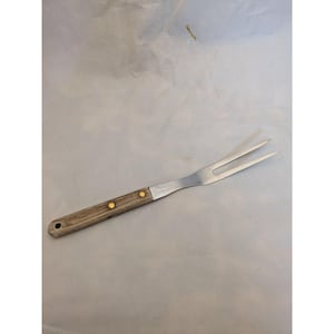 Vintage Meat Fork 10 3/4&quot; Wood Handle Stainless Steel