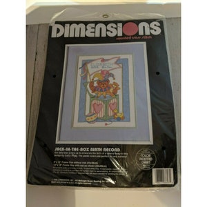 Dimensions Counted Cross Stitch Kit JACK-In The BOX Birth Record Unused