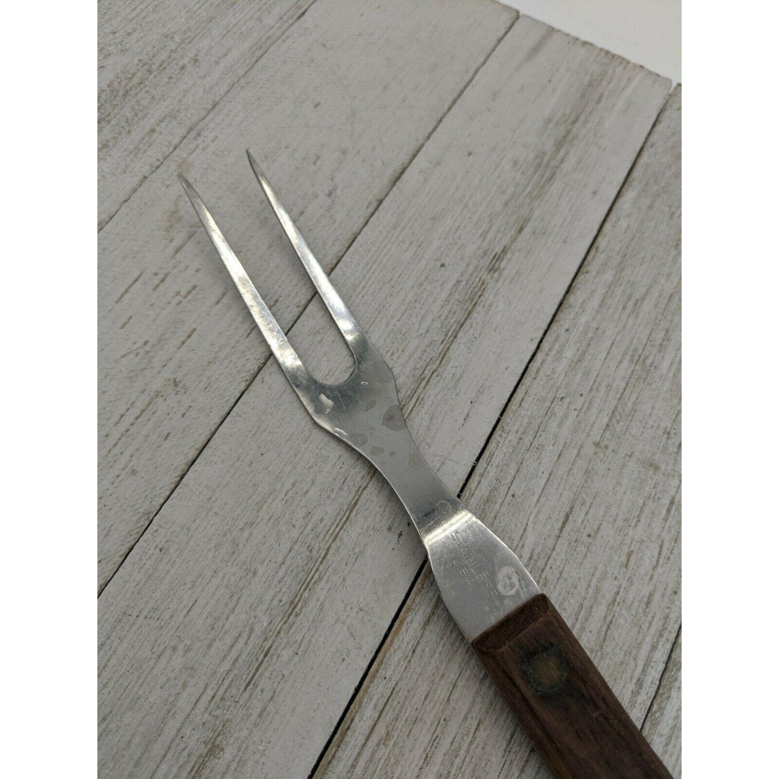 Vintage Meat Fork 12 Wood Handle Stainless Steel USA Etsy UK