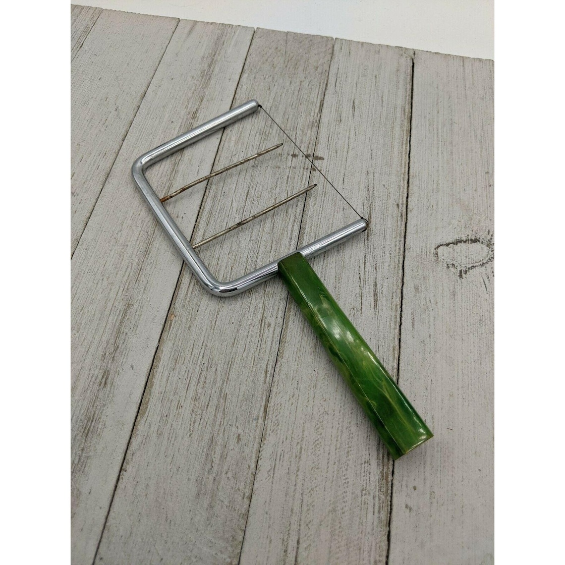 Vintage Wire Cheese Cutter Slicer with Marbled Green Bakelite Etsy