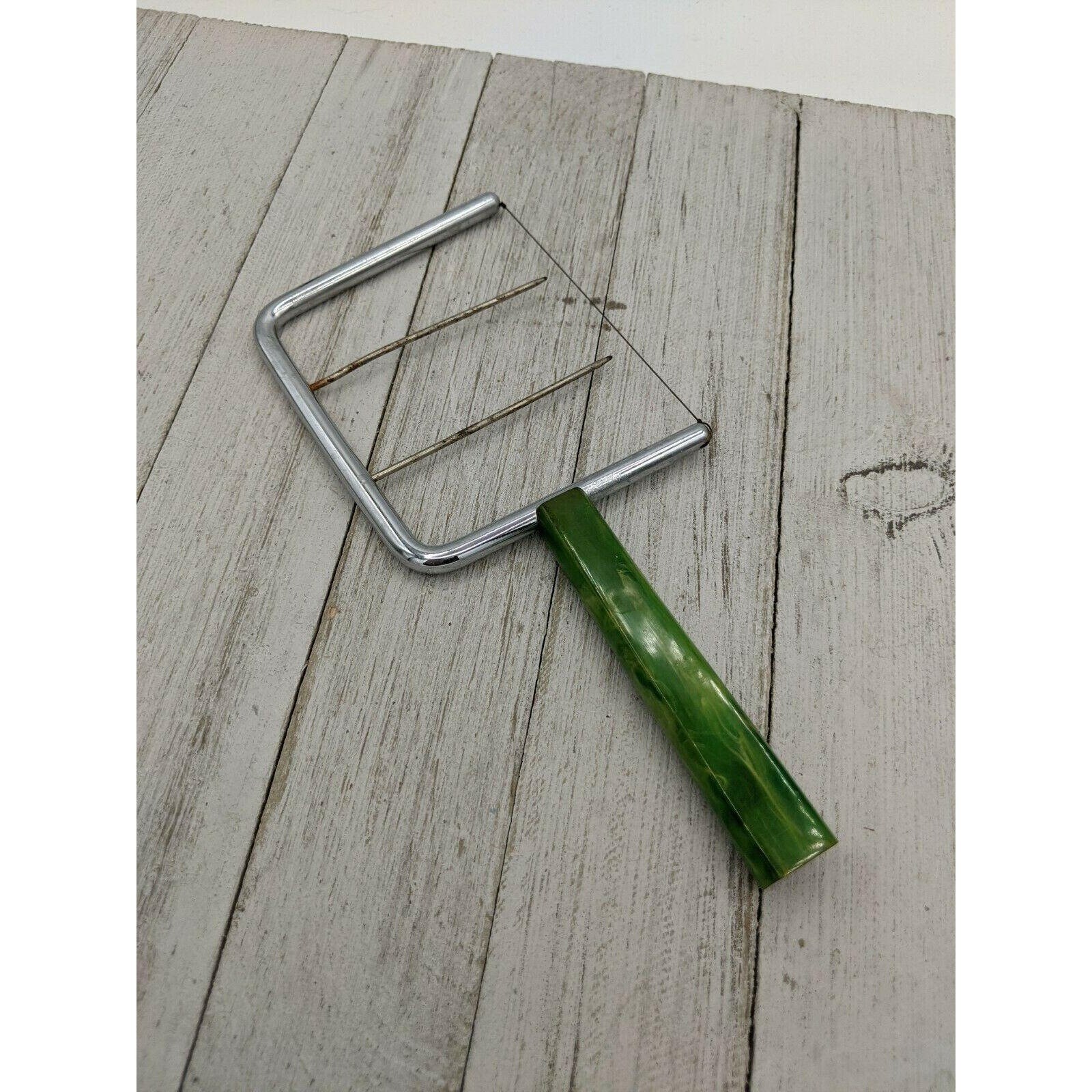 Vintage Wire Cheese Cutter Slicer with Marbled Green Bakelite Etsy